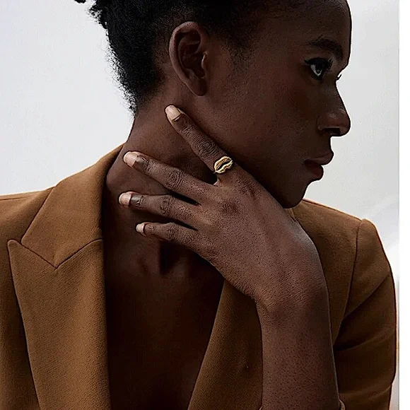 Stainless Steel Lip Resizable Ring Gold Plated Hip Hop Trendy - Picture 5 of 16